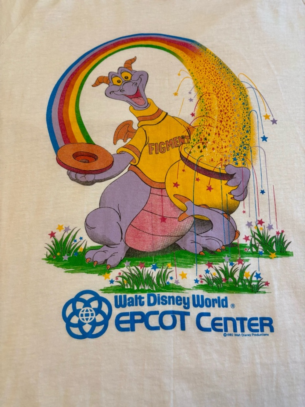 RARE!! VINTAGE Walt Disney World 1982 EPCOT Center Figment Rainbow Graphic Tee